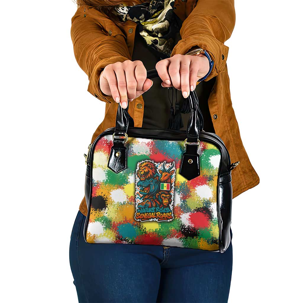 Senegal Shoulder Handbag with Colorful Wildlife Graffiti and Nature Rises Roars Design TS04