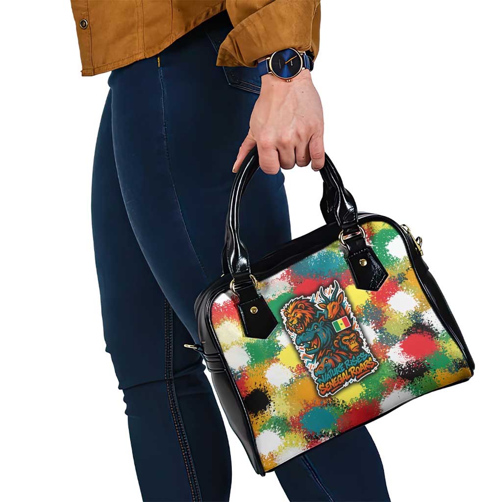 Senegal Shoulder Handbag with Colorful Wildlife Graffiti and Nature Rises Roars Design TS04
