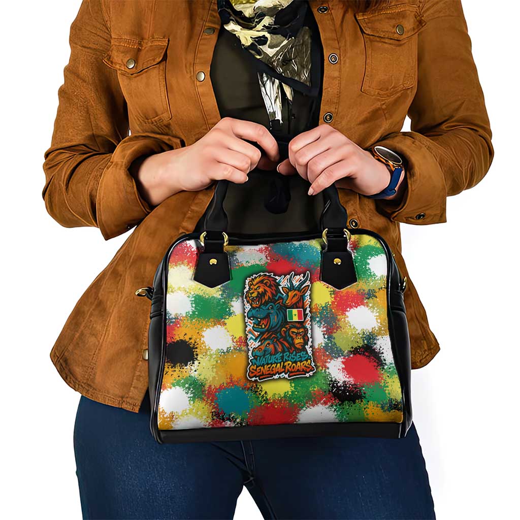 Senegal Shoulder Handbag with Colorful Wildlife Graffiti and Nature Rises Roars Design TS04