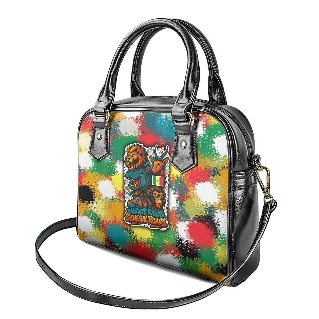 Senegal Shoulder Handbag with Colorful Wildlife Graffiti and Nature Rises Roars Design TS04