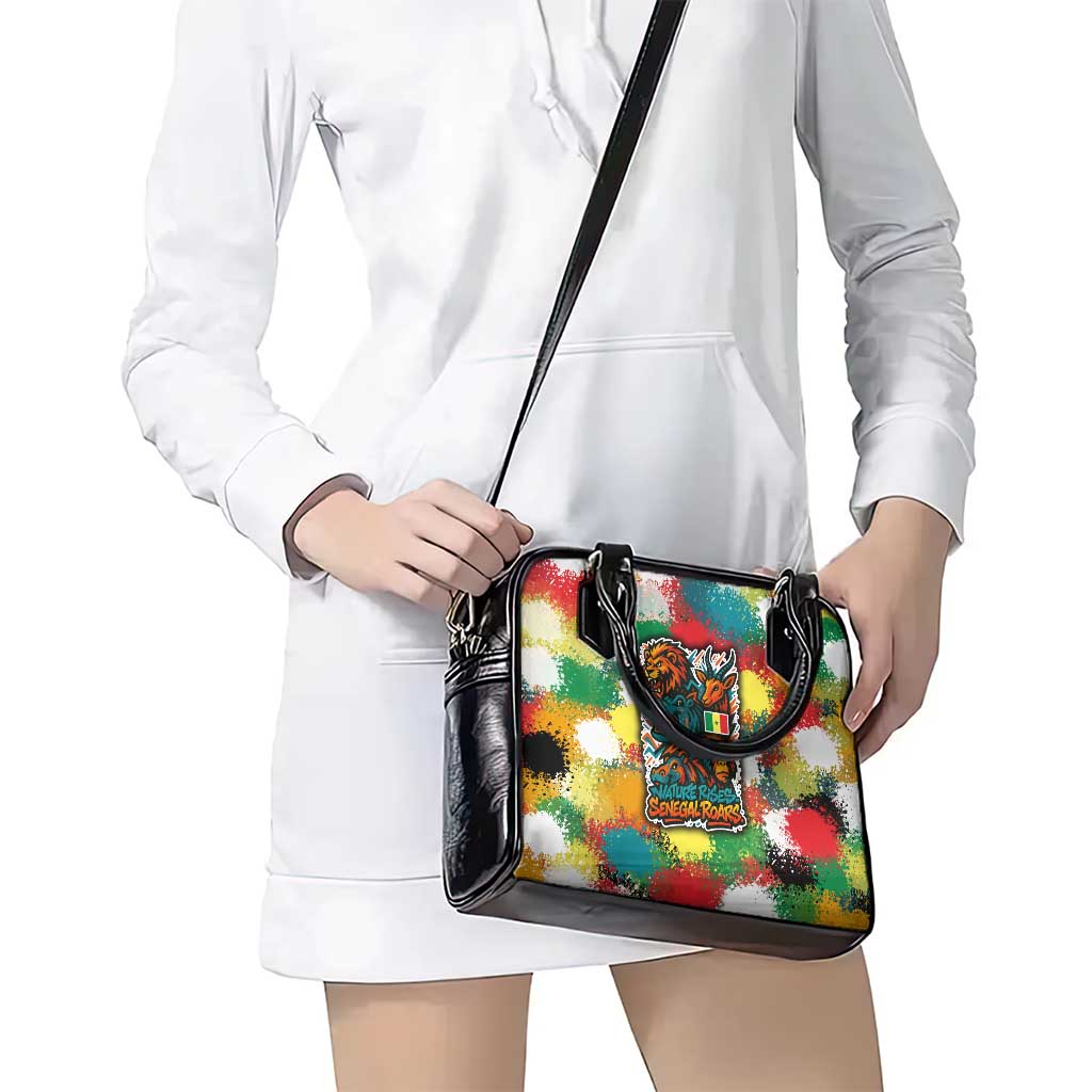 Senegal Shoulder Handbag with Colorful Wildlife Graffiti and Nature Rises Roars Design TS04
