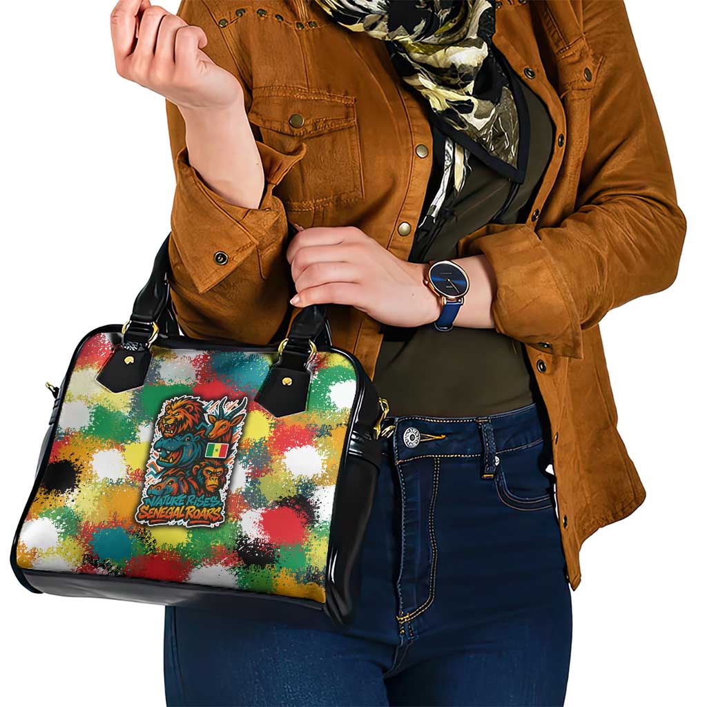 Senegal Shoulder Handbag with Colorful Wildlife Graffiti and Nature Rises Roars Design TS04