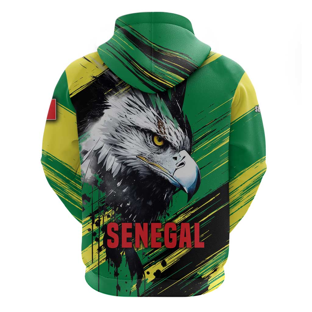 Senegal Hoodie with Bold Eagle Graphic and Brushstroke Flag Colors Design TS04