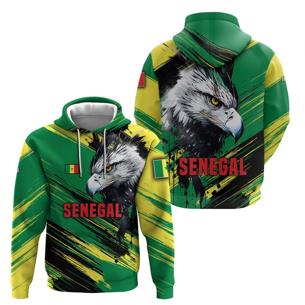 Senegal Hoodie with Bold Eagle Graphic and Brushstroke Flag Colors Design TS04