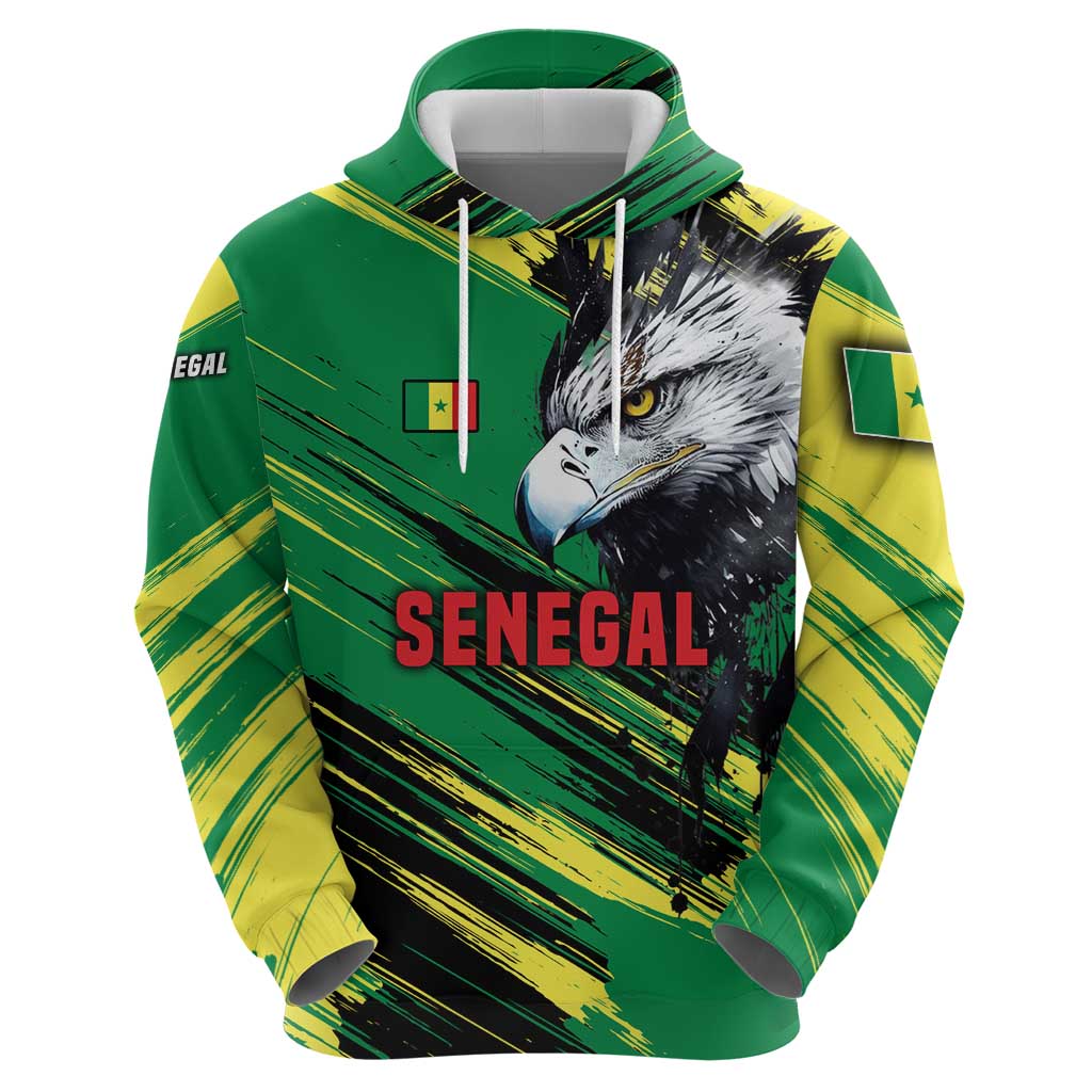 Senegal Hoodie with Bold Eagle Graphic and Brushstroke Flag Colors Design TS04