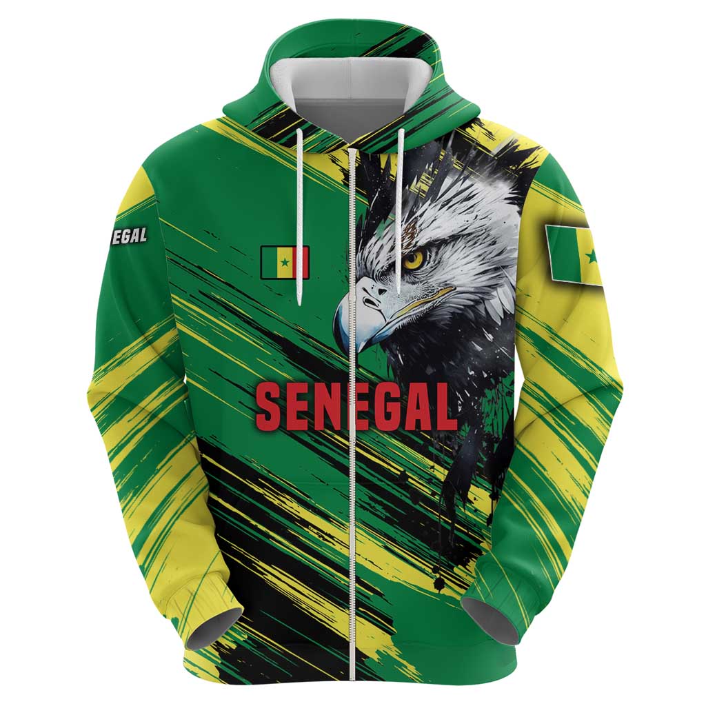 Senegal Hoodie with Bold Eagle Graphic and Brushstroke Flag Colors Design TS04