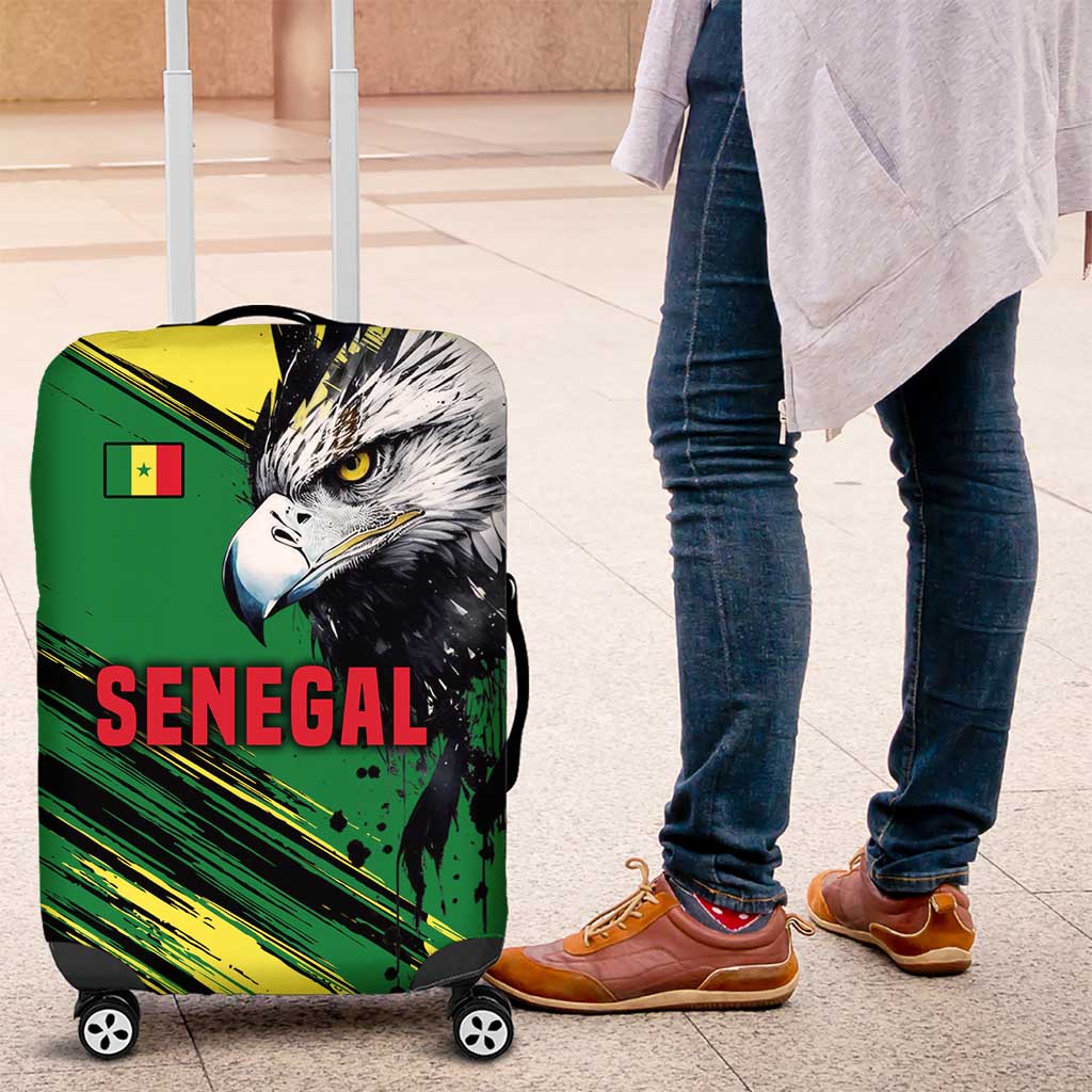 Senegal Luggage Cover with Bold Eagle Graphic and Brushstroke Flag Colors Design TS04
