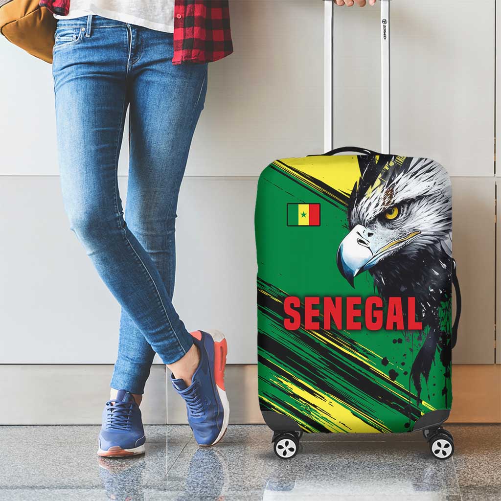 Senegal Luggage Cover with Bold Eagle Graphic and Brushstroke Flag Colors Design TS04