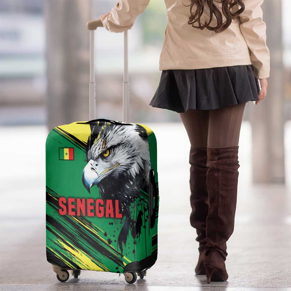 Senegal Luggage Cover with Bold Eagle Graphic and Brushstroke Flag Colors Design TS04