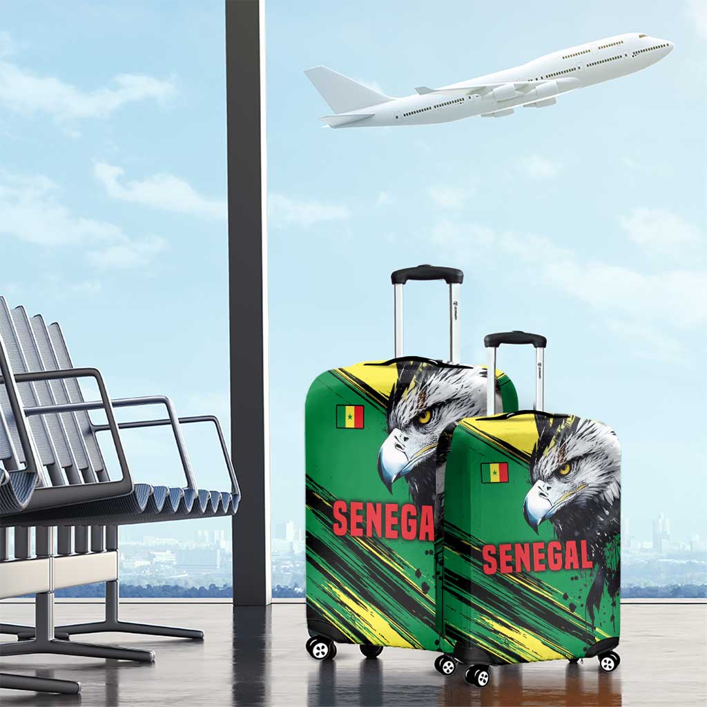 Senegal Luggage Cover with Bold Eagle Graphic and Brushstroke Flag Colors Design TS04