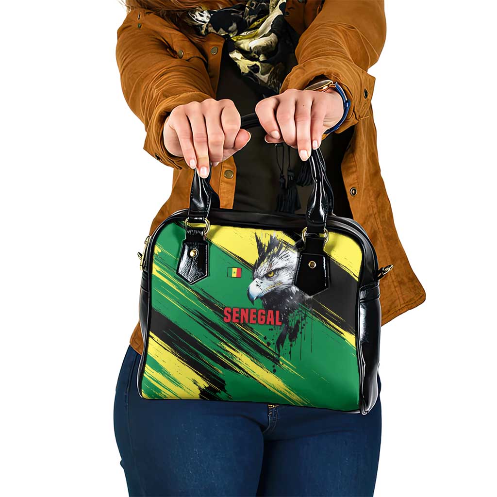 Senegal Shoulder Handbag with Bold Eagle Graphic and Brushstroke Flag Colors Design TS04