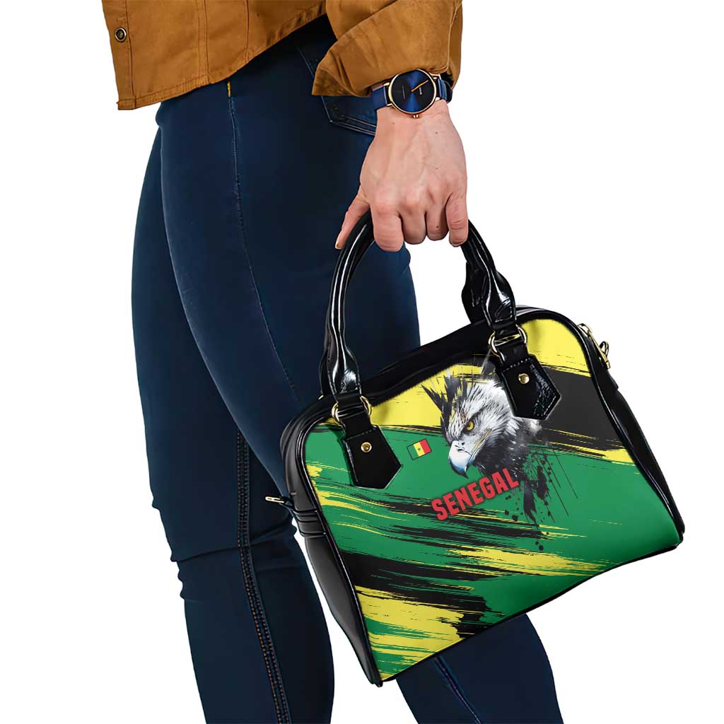 Senegal Shoulder Handbag with Bold Eagle Graphic and Brushstroke Flag Colors Design TS04