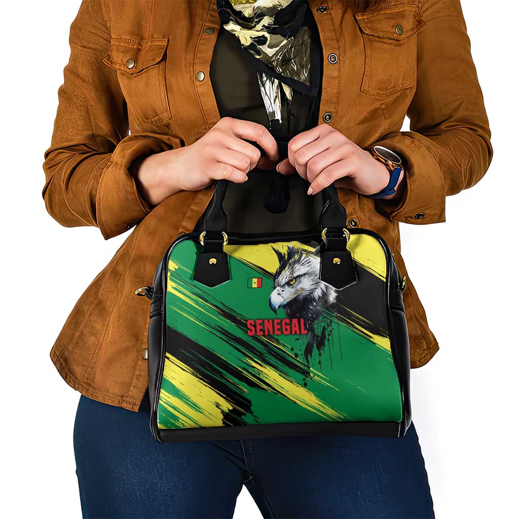 Senegal Shoulder Handbag with Bold Eagle Graphic and Brushstroke Flag Colors Design TS04