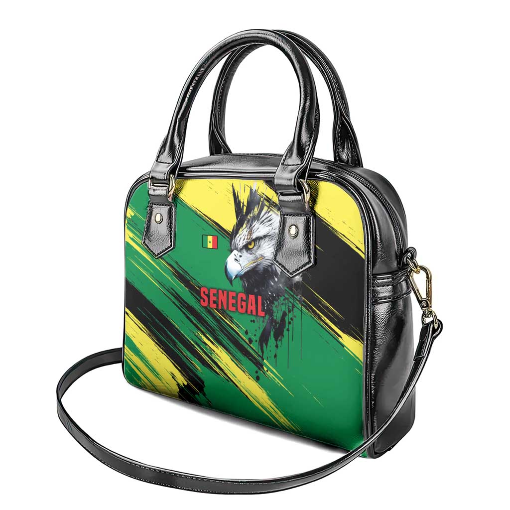 Senegal Shoulder Handbag with Bold Eagle Graphic and Brushstroke Flag Colors Design TS04