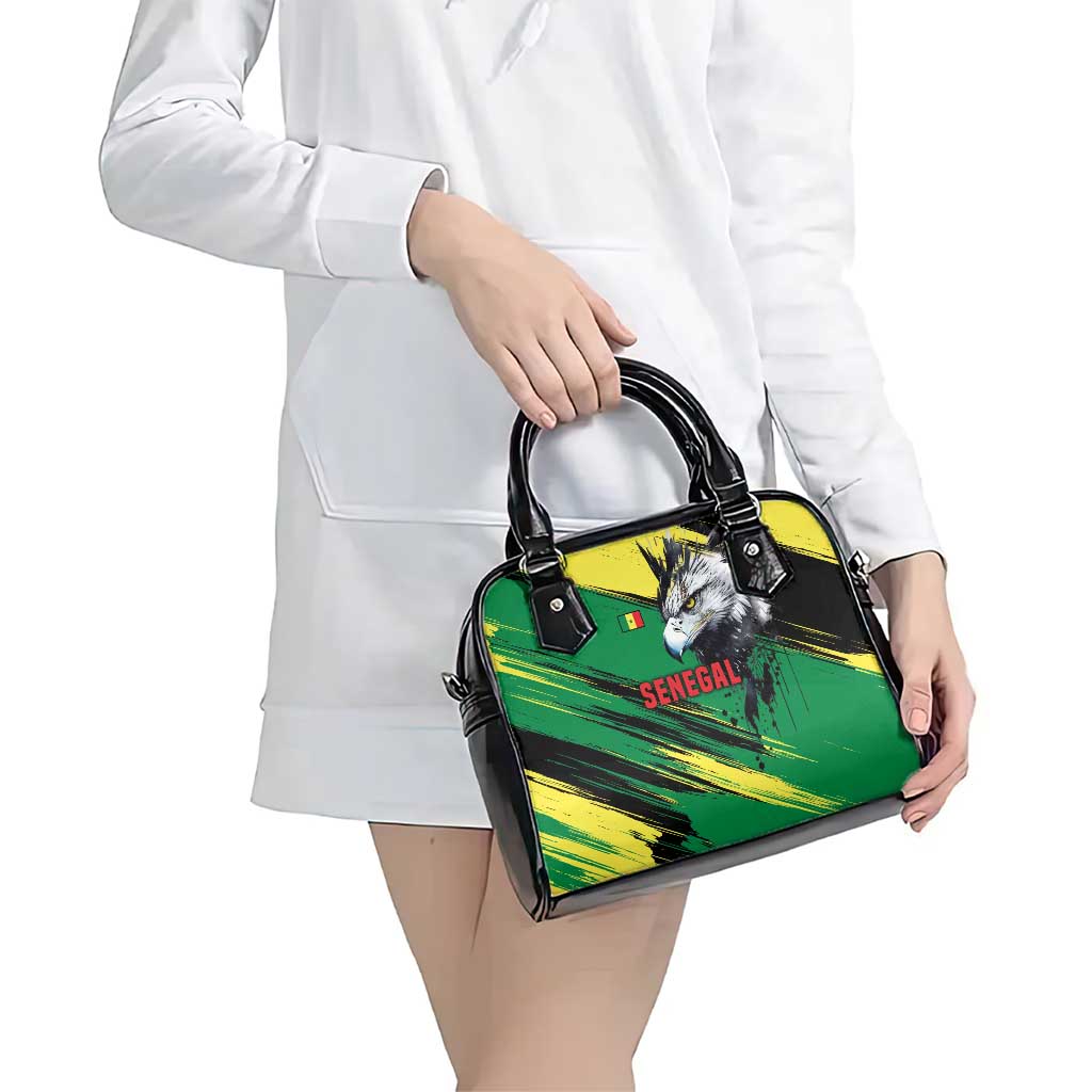 Senegal Shoulder Handbag with Bold Eagle Graphic and Brushstroke Flag Colors Design TS04