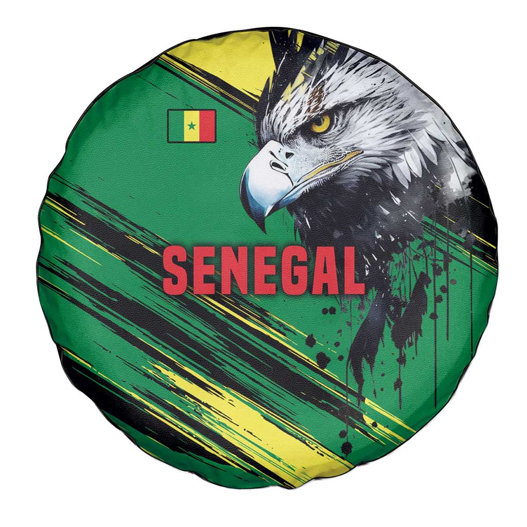 Senegal Spare Tire Cover with Bold Eagle Graphic and Brushstroke Flag Colors Design TS04