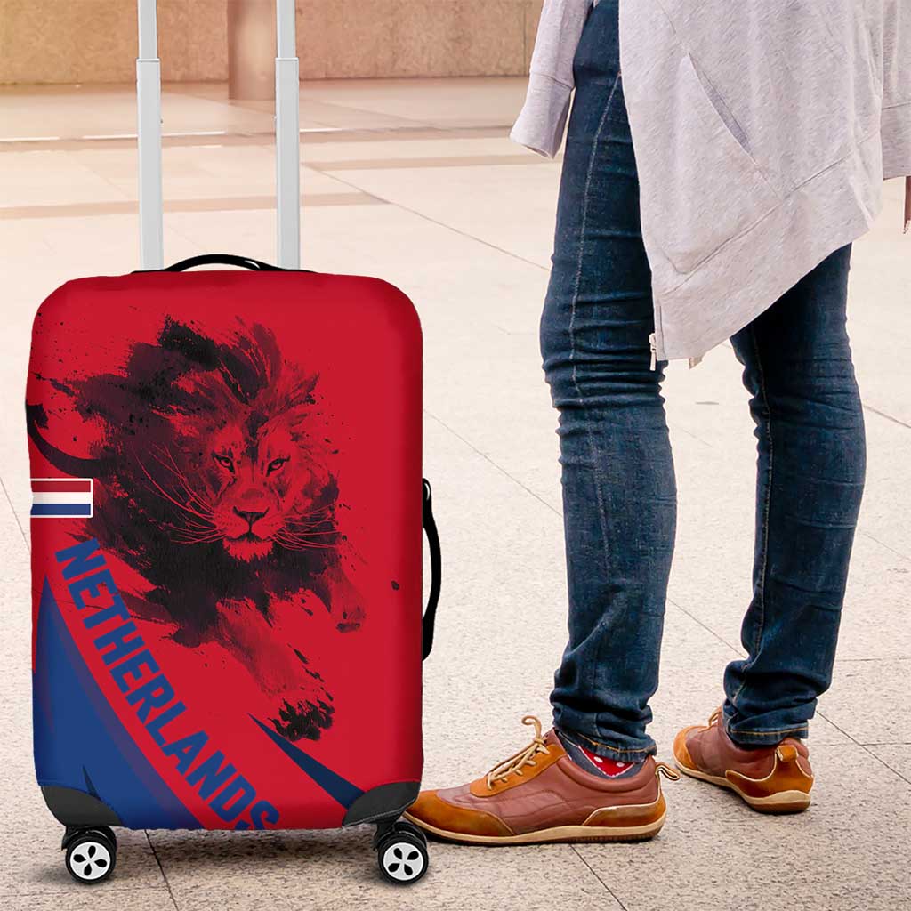 Netherlands Luggage Cover with Lion Graphic and Dutch Flag in Red and Blue Design TS04