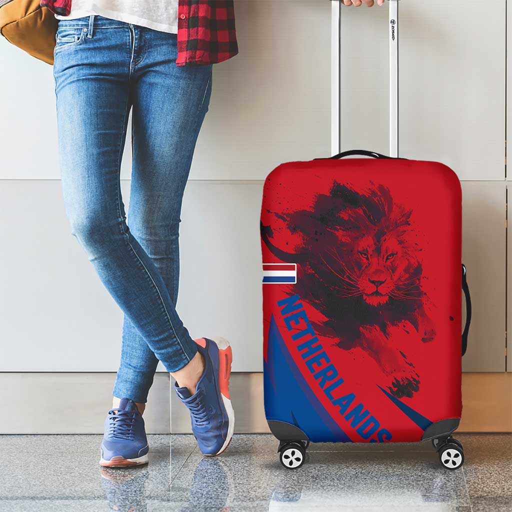 Netherlands Luggage Cover with Lion Graphic and Dutch Flag in Red and Blue Design TS04