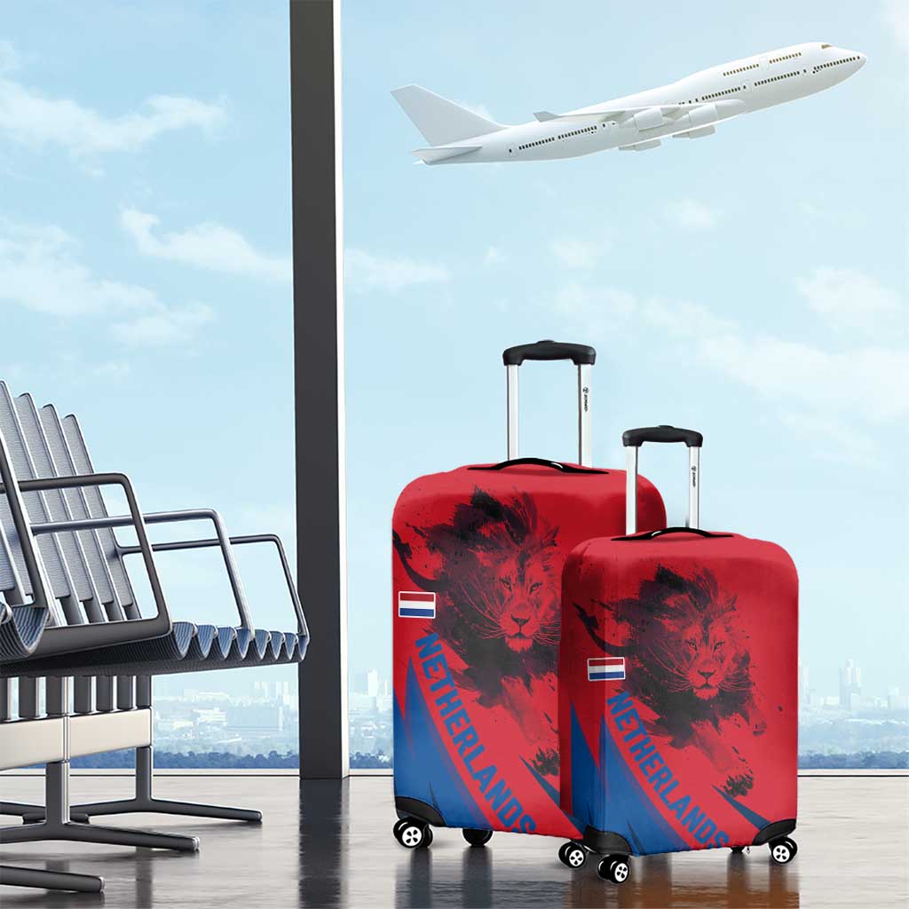 Netherlands Luggage Cover with Lion Graphic and Dutch Flag in Red and Blue Design TS04