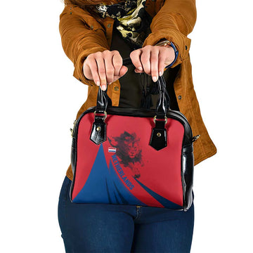 Netherlands Shoulder Handbag with Lion Graphic and Dutch Flag in Red and Blue Design TS04
