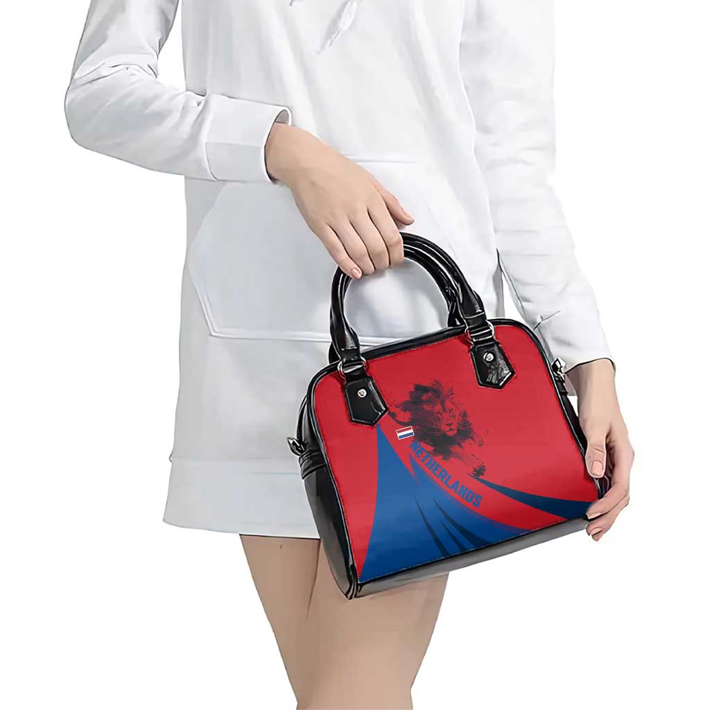 Netherlands Shoulder Handbag with Lion Graphic and Dutch Flag in Red and Blue Design TS04