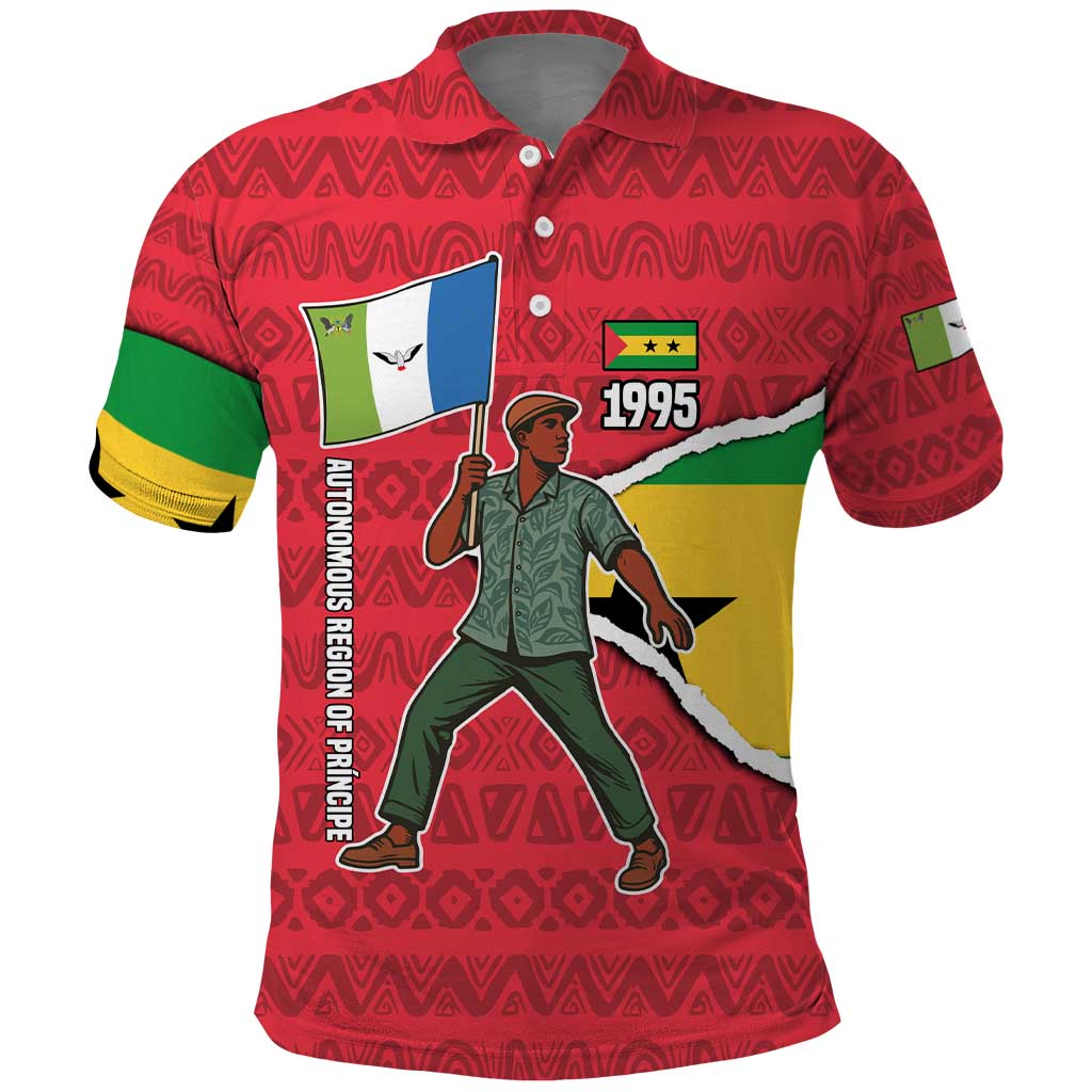 Autonomous Region of Principe Independence Polo Shirt with 1995 Flag Design and Cultural Pattern TS04