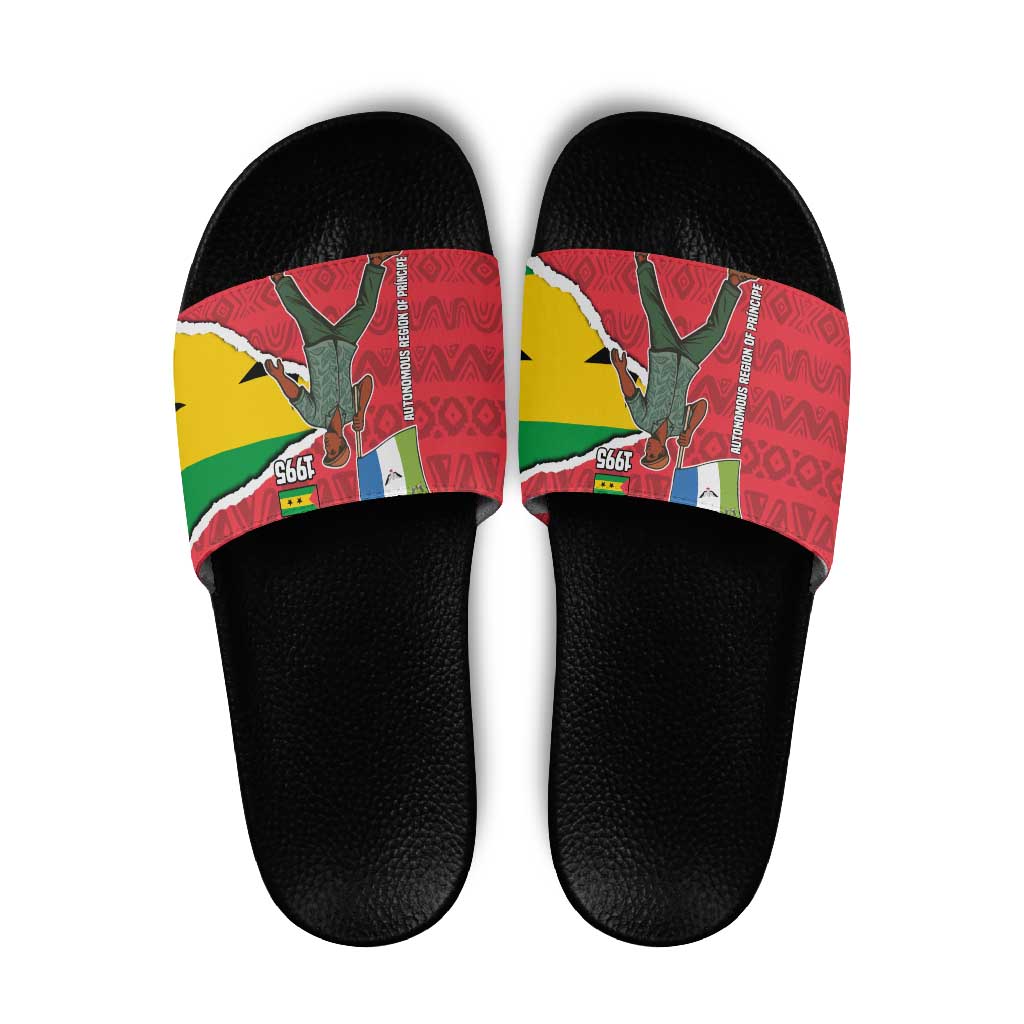 Autonomous Region of Principe Independence Slide Sandals with 1995 Flag Design and Cultural Pattern TS04