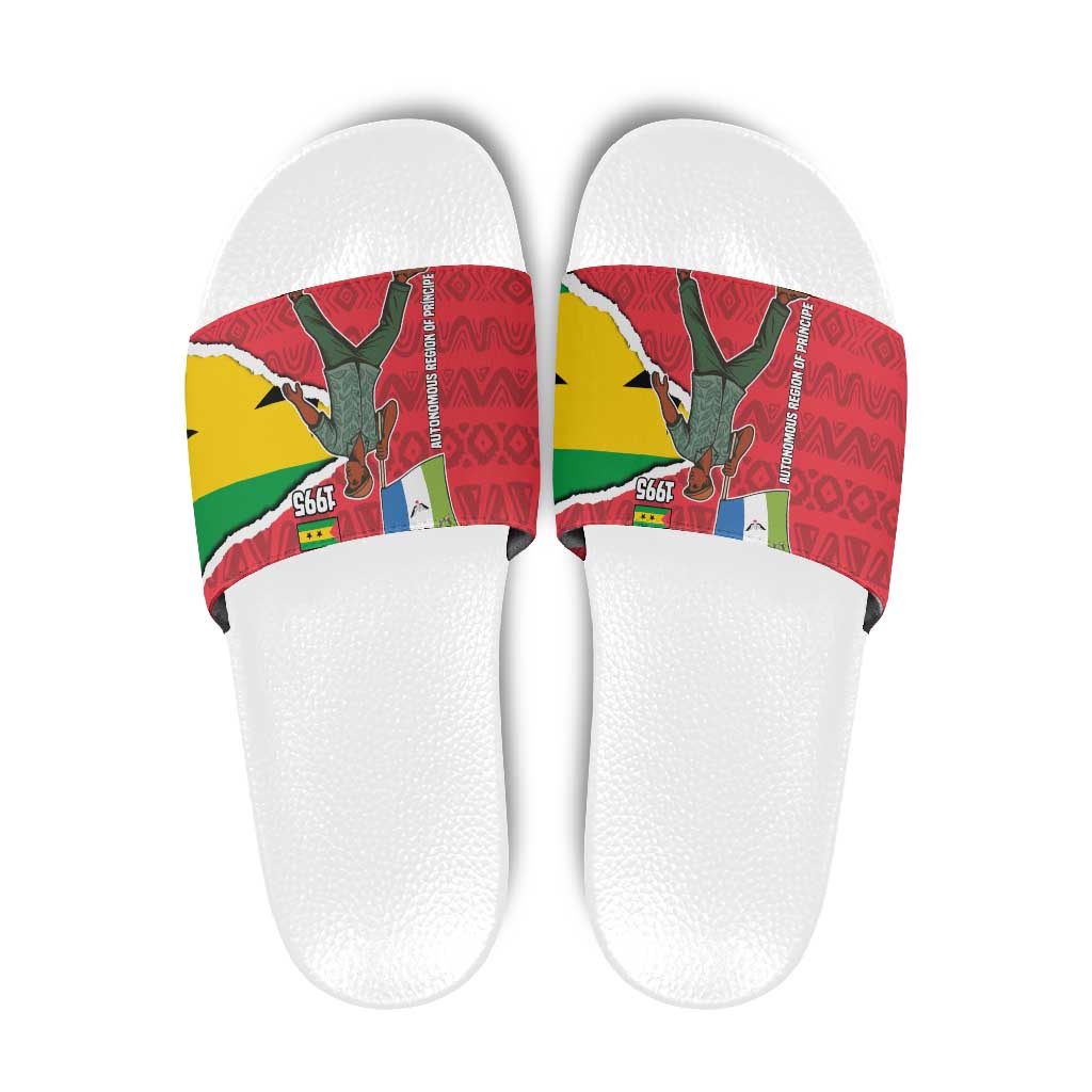 Autonomous Region of Principe Independence Slide Sandals with 1995 Flag Design and Cultural Pattern TS04