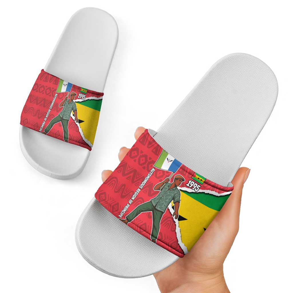 Autonomous Region of Principe Independence Slide Sandals with 1995 Flag Design and Cultural Pattern TS04