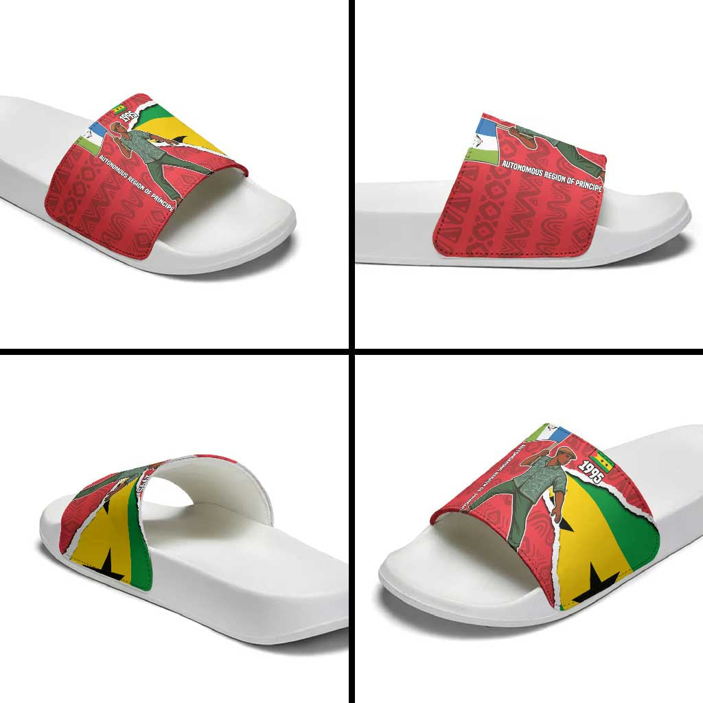 Autonomous Region of Principe Independence Slide Sandals with 1995 Flag Design and Cultural Pattern TS04