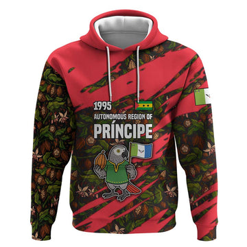 Principe Autonomous Region Hoodie with Parrot Cacao and 1995 Flag Design TS04