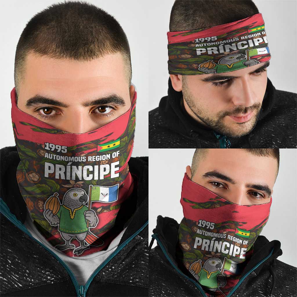 Principe Autonomous Region Neck Gaiter with Parrot Cacao and 1995 Flag Design TS04