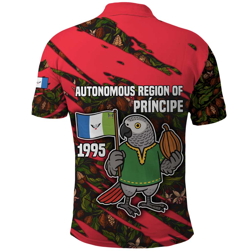 Principe Autonomous Region Polo Shirt with Parrot Cacao and 1995 Flag Design TS04