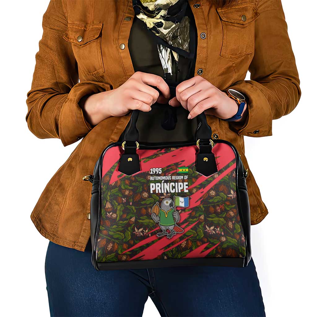 Principe Autonomous Region Shoulder Handbag with Parrot Cacao and 1995 Flag Design TS04