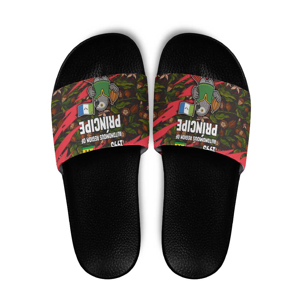 Principe Autonomous Region Slide Sandals with Parrot Cacao and 1995 Flag Design TS04