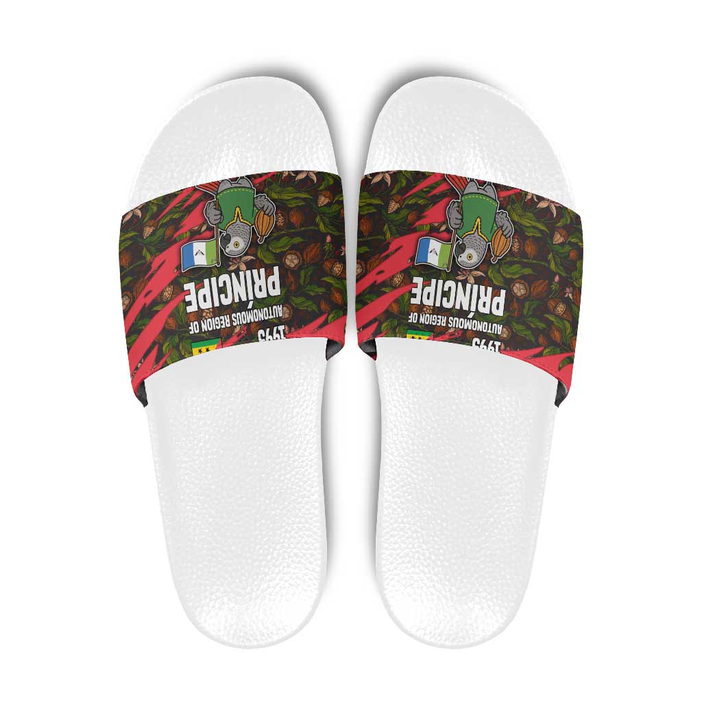 Principe Autonomous Region Slide Sandals with Parrot Cacao and 1995 Flag Design TS04