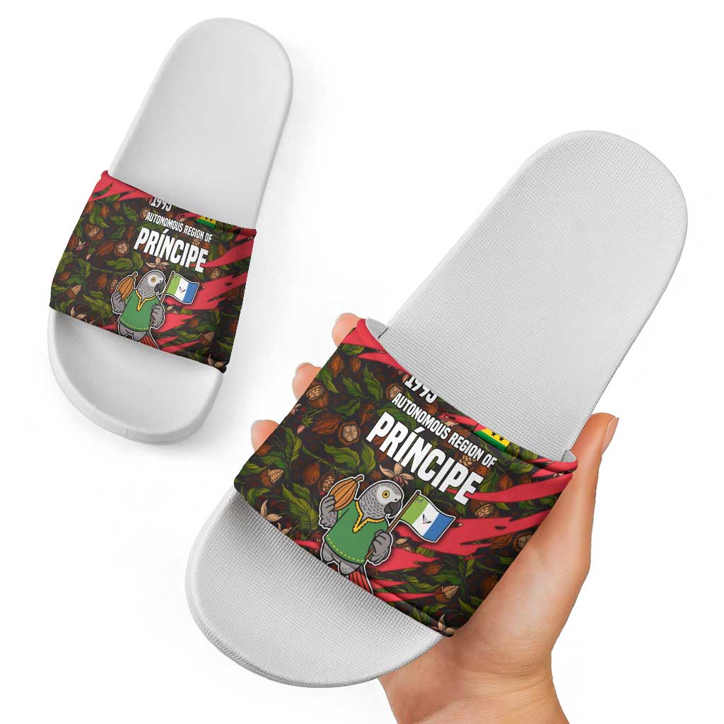 Principe Autonomous Region Slide Sandals with Parrot Cacao and 1995 Flag Design TS04