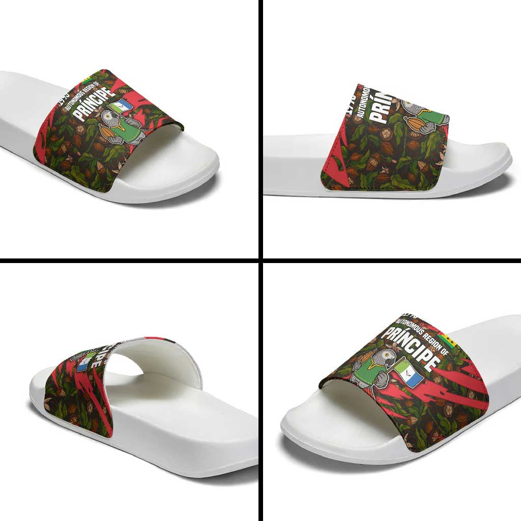 Principe Autonomous Region Slide Sandals with Parrot Cacao and 1995 Flag Design TS04