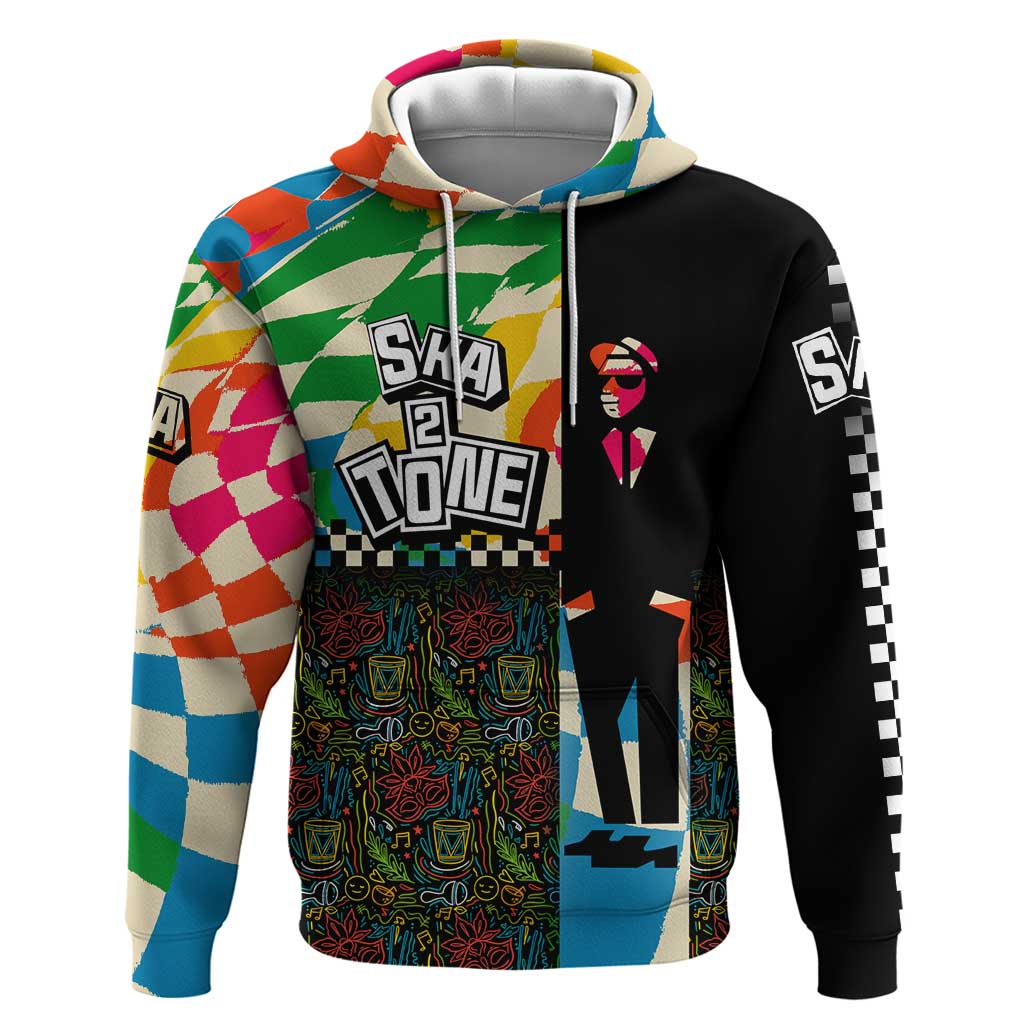 Ska Two Tone Hoodie with Colorful Checkerboard Music Art Carnival Festival TS04
