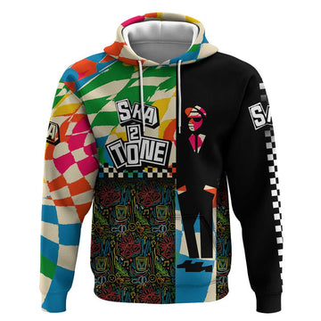 Ska Two Tone Hoodie with Colorful Checkerboard Music Art Carnival Festival TS04