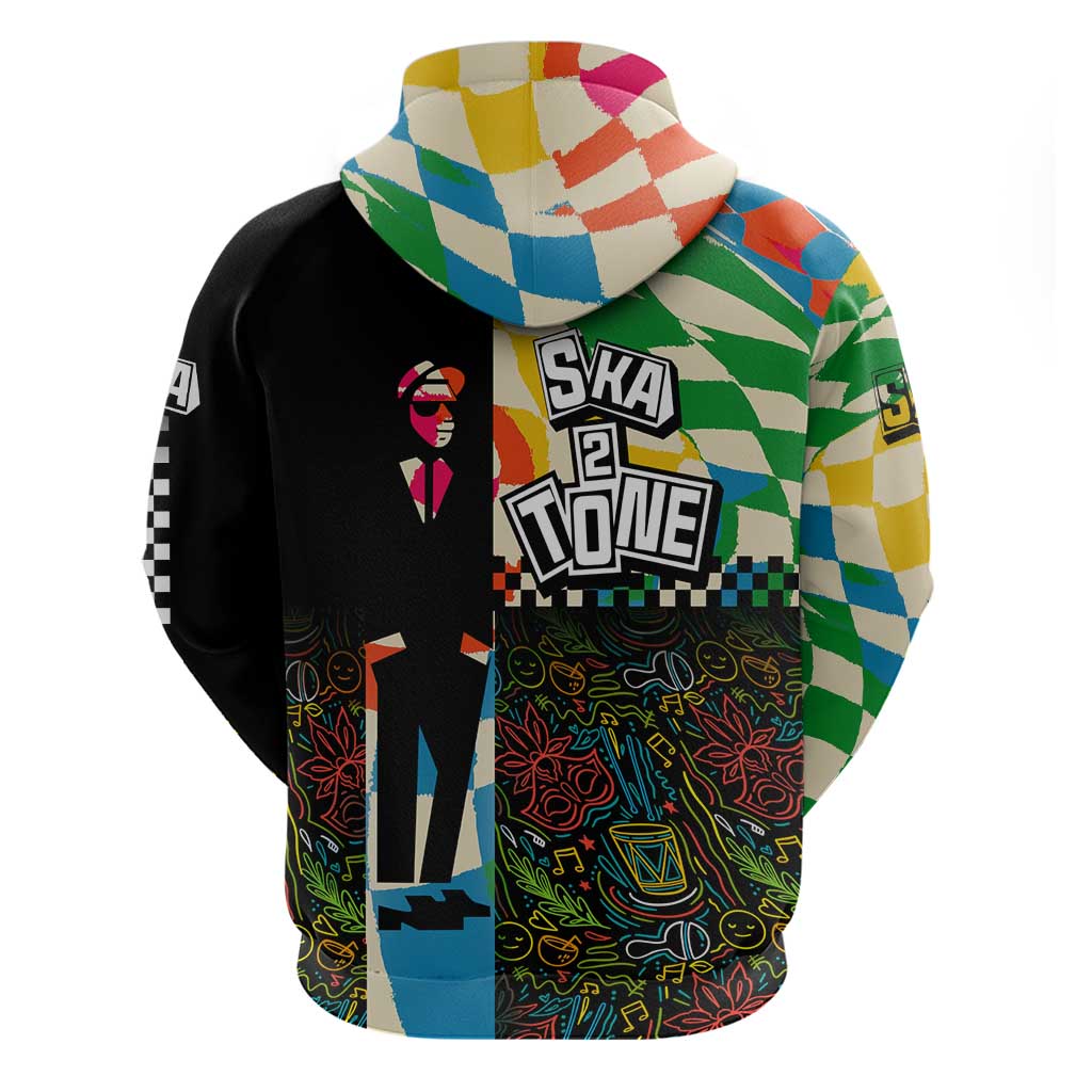 Ska Two Tone Hoodie with Colorful Checkerboard Music Art Carnival Festival TS04