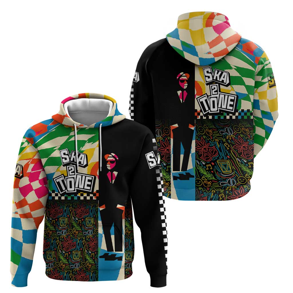 Ska Two Tone Hoodie with Colorful Checkerboard Music Art Carnival Festival TS04