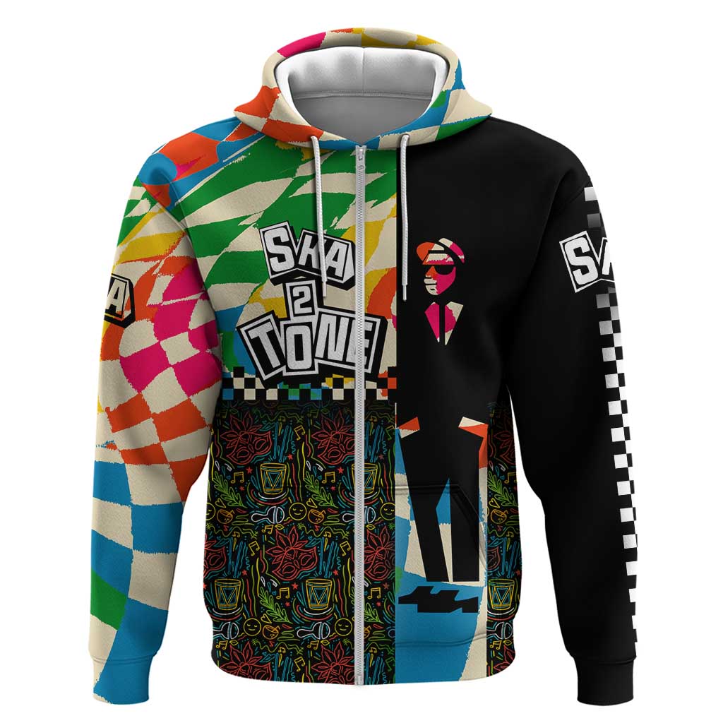 Ska Two Tone Hoodie with Colorful Checkerboard Music Art Carnival Festival TS04
