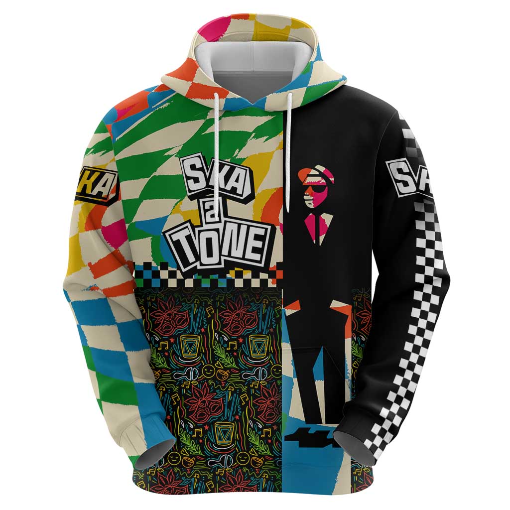 Ska Two Tone Hoodie with Colorful Checkerboard Music Art Carnival Festival TS04