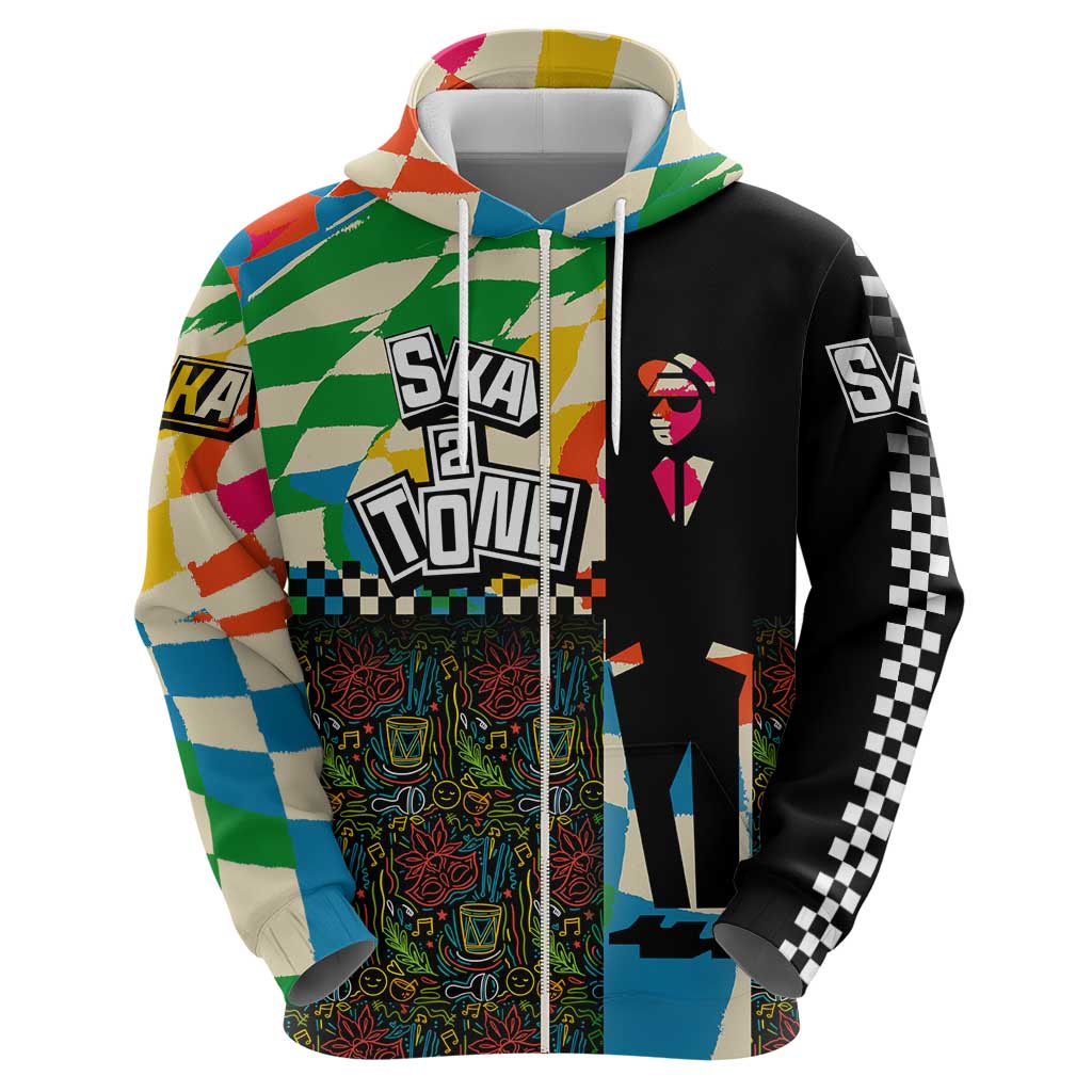 Ska Two Tone Hoodie with Colorful Checkerboard Music Art Carnival Festival TS04
