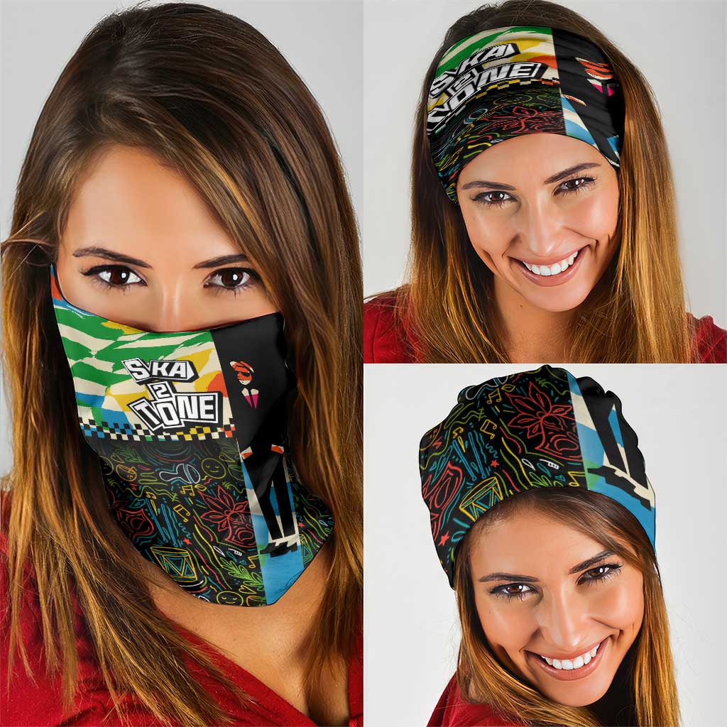 Ska Two Tone Neck Gaiter with Colorful Checkerboard Music Art Carnival Festival TS04
