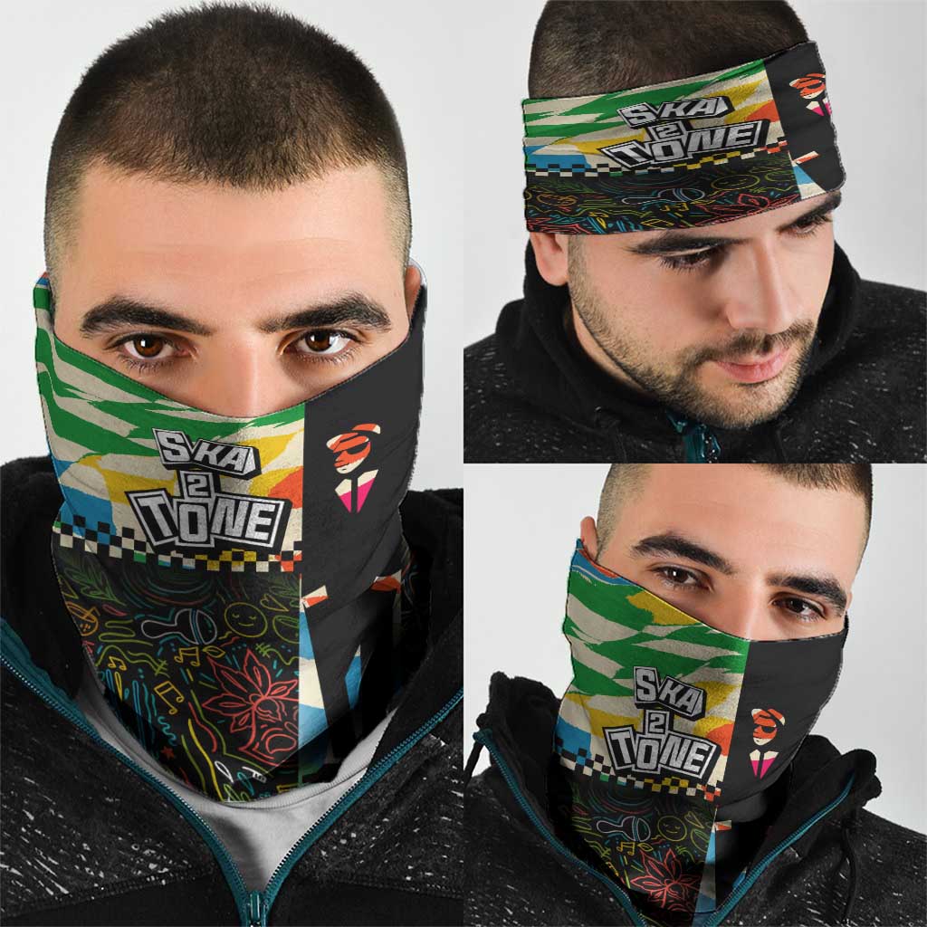 Ska Two Tone Neck Gaiter with Colorful Checkerboard Music Art Carnival Festival TS04