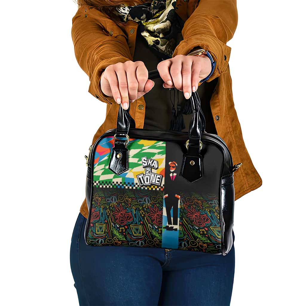 Ska Two Tone Shoulder Handbag with Colorful Checkerboard Music Art Carnival Festival TS04