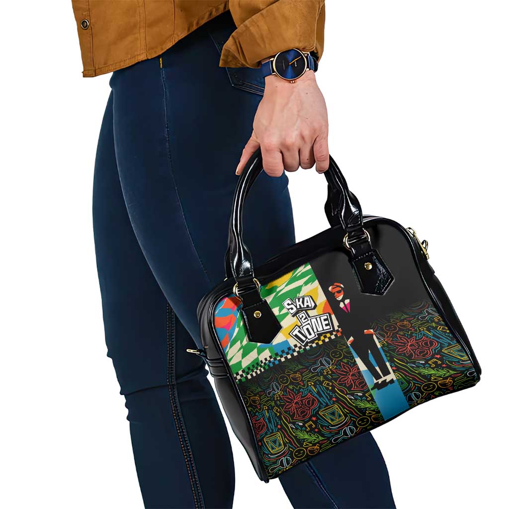 Ska Two Tone Shoulder Handbag with Colorful Checkerboard Music Art Carnival Festival TS04