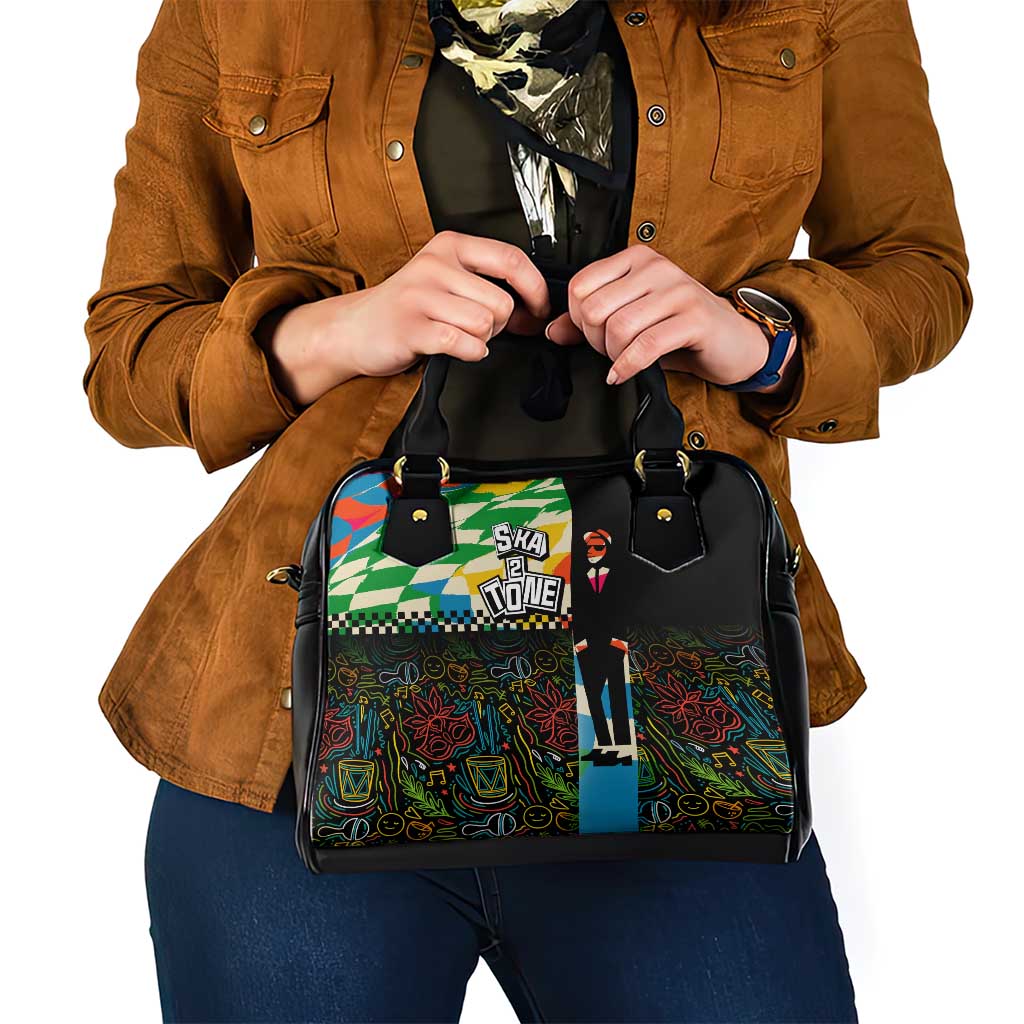 Ska Two Tone Shoulder Handbag with Colorful Checkerboard Music Art Carnival Festival TS04